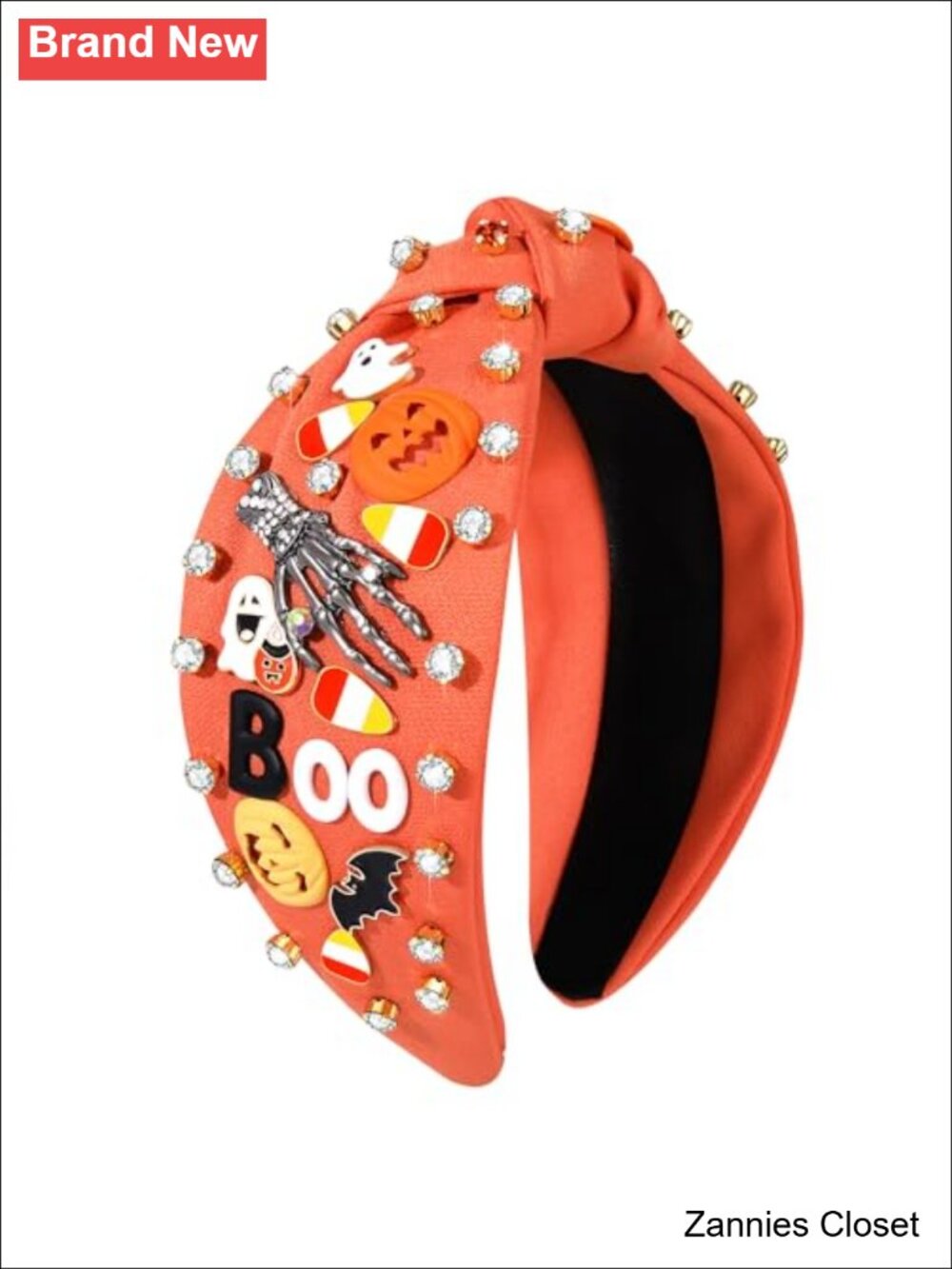 👻 Halloween Knotted Headband Beaded Rhinestone Hair Accessory Women